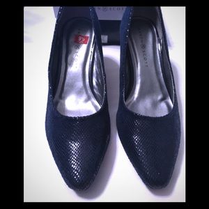 Navy Snakeskin Shoes